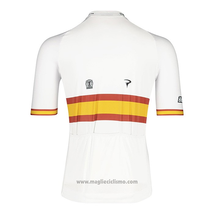 2022 Abbigliamento Ciclismo Spagna Champion Ineos Bianco Rosso Manica Corta e Salopette